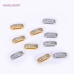 18K Gold Plated 2/3 Holes Pearl Jewelry Spacers Fittings,Beads Separator,Brass Inlaid Zircon Beading Components,DIY Accessories