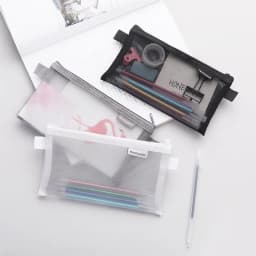 Transparent Mesh Pencil Bags Student Exam Special Large Capacity Pencil Cases Portable Storage Bag