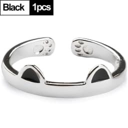 2pcs Y2K Cute Cat Paw Print Ring Women Girls Adjustable Cat Ears Paw Animal Finger Ring Couple Cartoon Little Gift Jewelry