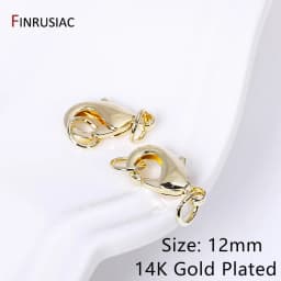 14k/18k Gold Plated Brass Oval Lobster Clasps With Closed Rings Connectors For Jewelry Making, DIY Jewelry Clasps Wholesale
