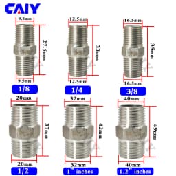 1/8" 1/4" 3/8" 1/2" 3/4" BSP Thread 304 Stainless Hex Steel Pipe Fitting Head Male Fittings Water oil Air Connector