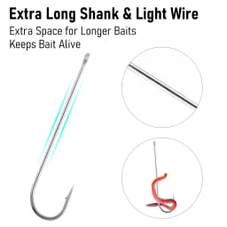 50/100pcs Extra Long Shank Hook Aberdeen Hook Offset Fishing Hook High Carbon Steel Freshwater Live Bait Trout Bass Catfish Pike
