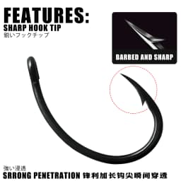 50pcs Carp Fishing Hooks PTFE Coating High Carbon Stainless Steel Barbed Hooks Curved Wide Gape Barbed Strengthen Carp Hook