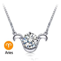 Fashion Silver Color Zodiac Sign 12 Constellation Pendant Necklaces Sparkling Zircon Charm Necklace for Women Girl Birthday Gift