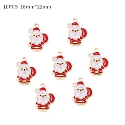 10-80pcs Enamel Christmas Charms Fashion Metal Alloy Xmas Pendant for DIY Jewelry Making Accessories Christmas Decoration