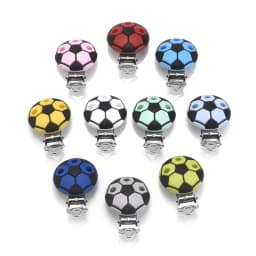 3Pcs Silicone Pacifier Clips Round Soccer Shape Baby Teether Teething Clip DIY Necklace Bead Tool Nurs Gift Accessories BPA Free