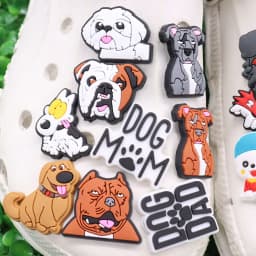 1PCS PVC Kawaii Animal Kinds Of Dog Mom Dad Sandals Shoe Decoration Charms Fit Wristbands Buckle Slipper Accessories Xmas Gifts