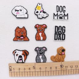 1PCS PVC Kawaii Animal Kinds Of Dog Mom Dad Sandals Shoe Decoration Charms Fit Wristbands Buckle Slipper Accessories Xmas Gifts