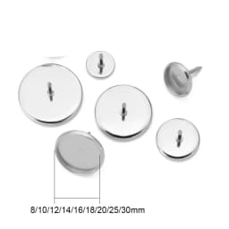 20pcs Stainless Steel Brooch Pins Base Badge Holder 10 12 14 16 18 20 25 30 mm Cabochon Settings Trays For DIY Jewelry Making