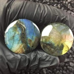 WKOUD 1PC Labradorite Stone Ear Flesh Tunnel Plugs Double Flared Plug Glow Stone Ear Gauges Expander