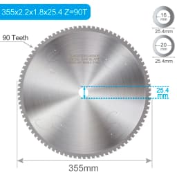 XCAN 355mm Metal Cutting Disc 66/80/90T Carbide Tipped Circular Saw Blade For Iron Steel Cutting Heavy Duty Metal Cutting Blade