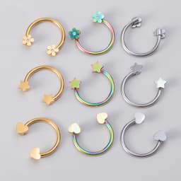 1pc Star Heart Flower CZ Septum Pierc Nose Ring Cartilage Tragus Helix Lip BCR Circular Hoop Piercing Jewelry 16G Free Shipping