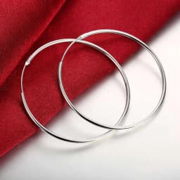 925 Sterling Silver 50MM/60MM Luxury Women's Hoops Girl Earrings Luxury Jewelry Accessories