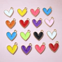 30pcs 9x7mm 15x13mm Alloy Enamel Heart Handmade Charms Pendant DIY Jewelry Making Accessories for Earrings Bracelet Necklace