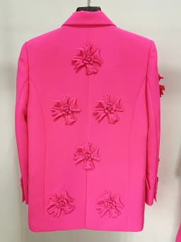HIGH STREET Newest 2026 Fashion Designer Jacket Women's Stereoscopic Flowers Appliques Double Breasted Long Blazer