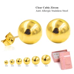 6 Pairs/Box Fashion Ball Earrings Set Mixed Size 316L Stainless Steel Anti-allergy Punk Ear Stud For Gift Jewelry Accessories