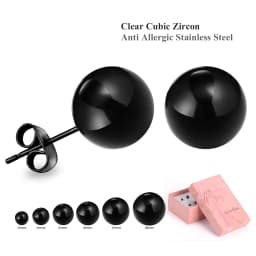 6 Pairs/Box Fashion Ball Earrings Set Mixed Size 316L Stainless Steel Anti-allergy Punk Ear Stud For Gift Jewelry Accessories
