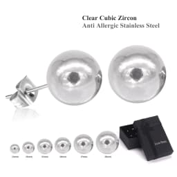 6 Pairs/Box Fashion Ball Earrings Set Mixed Size 316L Stainless Steel Anti-allergy Punk Ear Stud For Gift Jewelry Accessories