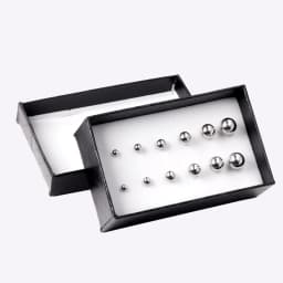 6 Pairs/Box Fashion Ball Earrings Set Mixed Size 316L Stainless Steel Anti-allergy Punk Ear Stud For Gift Jewelry Accessories