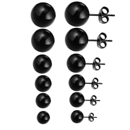 6 Pairs/Box Fashion Ball Earrings Set Mixed Size 316L Stainless Steel Anti-allergy Punk Ear Stud For Gift Jewelry Accessories