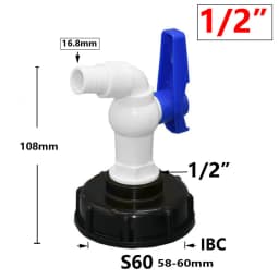 IBC Tank Tap Adapter Valve S60X6 Coarse Thread Garden Quick Connect Faucet 1/2 3/4" Male Tank Tap Accessory Fitting