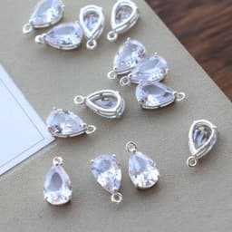 Copper Zircon Water Drop Crystal zircon Charms Pendant 10pcs/lot For DIY Jewelry Making Accessories