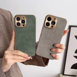 Leather Phone Case For Iphone 13 11 12 14 15 16 17 ProMax Plus Electroplated Frame Lambskin Phone Shell For IPHON 15 16 17Promax