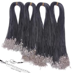 20Pcs 45-60cm Black Waxed Leather Rope Chain Necklace with Clasps For Women Jewelry Wax Cord Chain String For DIY Pendant Making