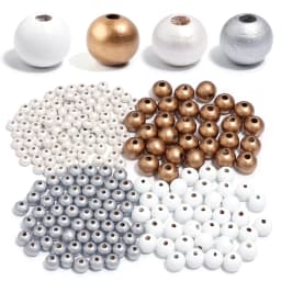 50-200pcs Natural Wood Ball Beads Gold White Color 6-12mm Round Loose Spacer Beads For Jewelry Making DIY Necklace Bracelet
