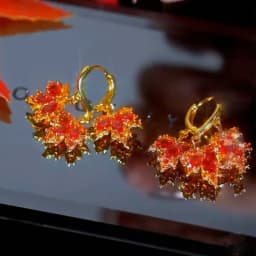 New Design Red Zircon Maple Leaf Pendant Earring For Women Light Luxury Tassel Chain Crystal Earring Exquisite Jewelry