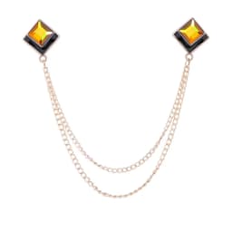 Korean Fashion Geometric Crystal Brooch Tassel Chain Lapel Pin Men's Shirt Collar Jewelry Wedding Party Brooches Accessories
