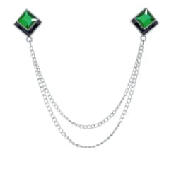 Korean Fashion Geometric Crystal Brooch Tassel Chain Lapel Pin Men's Shirt Collar Jewelry Wedding Party Brooches Accessories