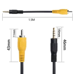 1pc 3.5mm TRRS 4 Pole Male to RCA Male Video AUX Adapter Cable for GPS Car DVR Carcorder Surveillance Camera Equipment(1.5M)