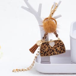 Metal Luxury Bag Keychain Leather Bag Shape Woman's High -end Charm Decoration Supports A Seal Leopard Leather Bag