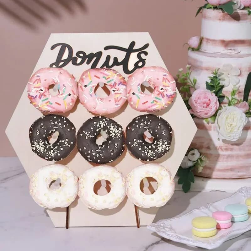 Donut Wall Holds Stand Sweet Cart Rustic Wedding Table Decor Doughnut Birthday Party Candy Bar Baby Shower Donut Party