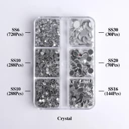 1540Pcs Mixed Sizes SS6-SS30 Glass Hotfix Rhinestones 6Grid Box Flat Back Glitter Crystal Strass Iron On Rhinestones for Clothes