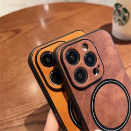Luxury Wireless Charging Magnetic Cortex Leather Phone Case For iPhone 16 13 12 15 17ProMax 14Plus 18Pro Shockproof Bumper Cover