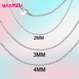 Top Sale Real Pure 925 Sterling Silver Necklace Jewelry Chain for Men Women 2MM 3MM 4MM Width Twisted Rope with Lobster Clasps