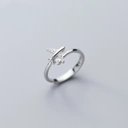 XIYANIKE Silver Color Zircon Airplane Adjustable Open Finger Rings for Women Korean Charming Fashion Jewelry Gift Wedding