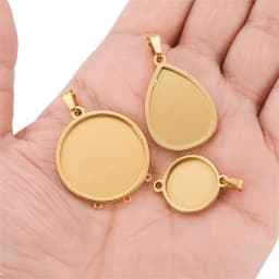5pcs/lot stainless steel blank Cabochon Base Setting Charms Round Oval Pendant fit 15 20 25mm jewelry making supplies