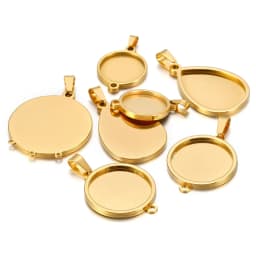 5pcs/lot stainless steel blank Cabochon Base Setting Charms Round Oval Pendant fit 15 20 25mm jewelry making supplies