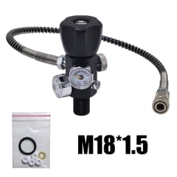 High Pressure DIN Valve Adapter with Gauge Hose, Tank Fill Station Cylinder Refill Charging Valve, M18*1.5, 5/8