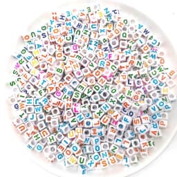 200pcs Mix Letter Acrylic Beads Round Flat Alphabet Spacer Bead and Elastic Cord For Jewelry Make Handmade Diy Bracelet Necklace