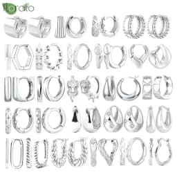 925 Sterling Silver Needle Fashion Small Hoop Earring for Women Mini Round Earrings Party Cartilage Piercing Jewelry Wholesale