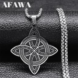 Witchcraft Celtic Witch Knot Pendant Necklace for Women Men Stainless Steel Slavic Protection Amulet Jewelry nudo de bruja N3380
