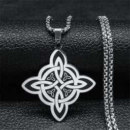 Witchcraft Celtic Witch Knot Pendant Necklace for Women Men Stainless Steel Slavic Protection Amulet Jewelry nudo de bruja N3380