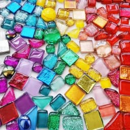 Mosaic Tiles for Crafts Blue Shine Assorted Color 50pcs Glass Glitter Mosaic Supplies Pieces Bulk Square Shape Home Decoration