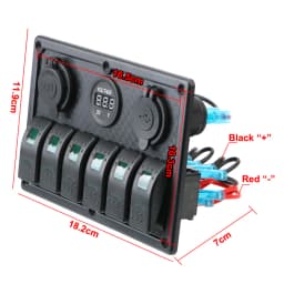 24V 12V 6 Buttons Switch Panel With Digital Voltmeter Tester USB Chargers 3.0 Light Toggle Car Power Adapter Marine Boat Caravan