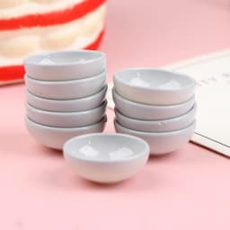 10pcs Dollhouse Miniature Bowl Dish Round Mini Cutlery Toy 1/12 Scale Doll House Kitchen Dinning Accessory