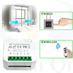 433MHz 110V 220V Curtain Blind Switch,2 Way Wireless Remote Control Roller Shutter Module Receiver Transmitter,for Motor Gate